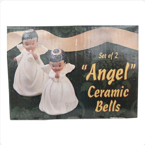 Vintage Set of 2 Giftco Inc African American Angel Bells Figurines Ceramic 3.5” - Picture 6 of 7